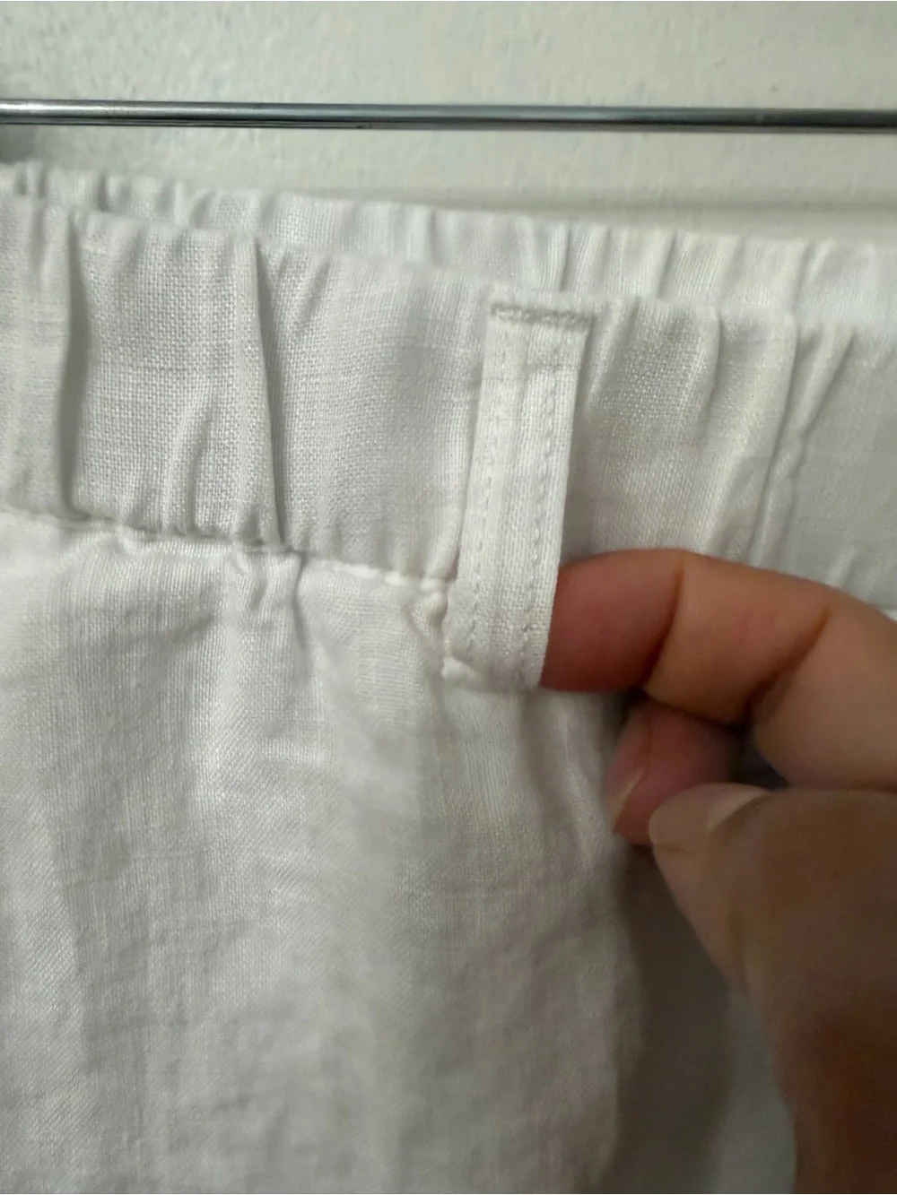 Quince 100% European Linen Pants White Cropped  Elastic-Waist Pockets Size M